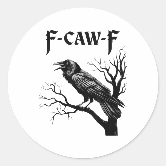 Sticker Rond Corneille noire, F-caw-f Oiseau noir (Devant)