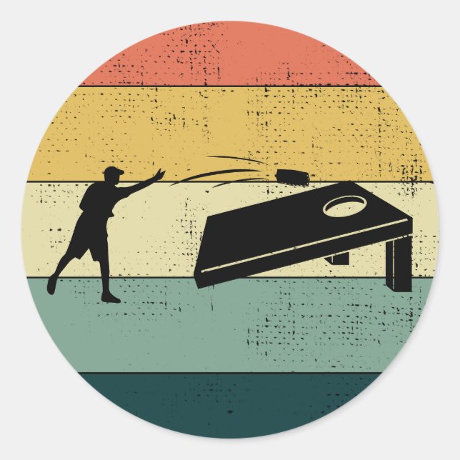 Sticker Rond Cornhole Bean Bag Toe extérieur pelouse Jeu Retro (Devant)