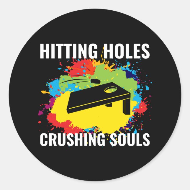 Sticker Rond Cornhole Bean Bag Toss Outdoor Lawn Game Funny (Devant)