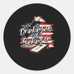 Sticker Rond Cornhole Boire Em Sinking Em 4 juillet