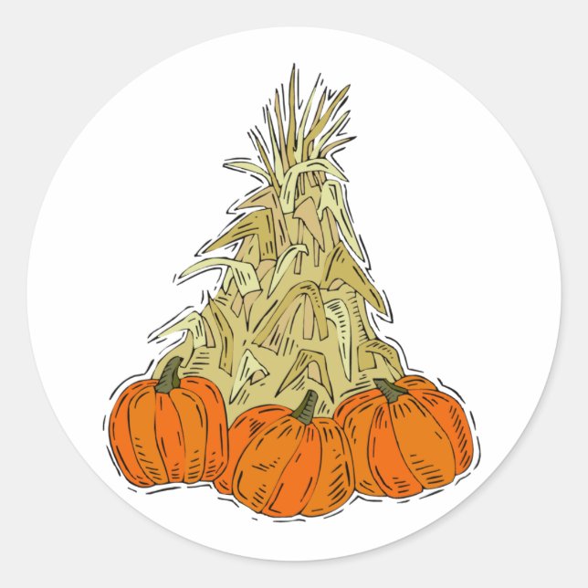 Sticker Rond Cornouailles d'automne Citrouille (Devant)