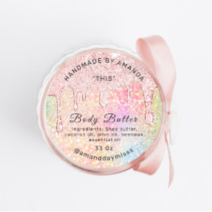 Sticker Rond Corps Cosmétiques Emballage Rose Drivers Holograph