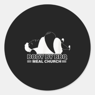 Sticker Rond Corps Drôle Par Bbq Vintage Viande Church _1