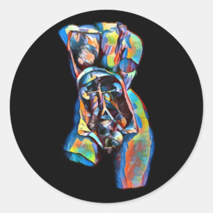 Sticker Rond corps humain féminin coloré anatomie humaine art a