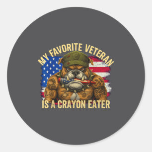 Sticker Rond Corps Militaire Bulldog Mon Craie Préféré Mangeur 