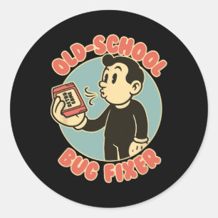 Sticker Rond Correcteur de bogue rétro de l'école vintage Arcad