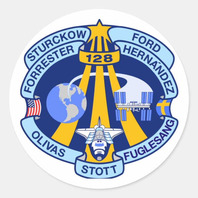 Sticker Rond Correctif de mission STS-128 (Devant)