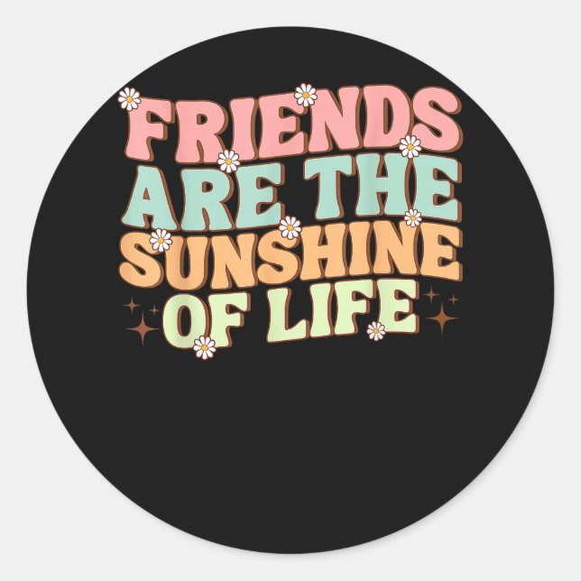 Sticker Rond Correspondance Besties Fleurs Les amis sont le sol (Devant)