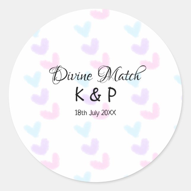 Sticker Rond Correspondance divine ajouter un nom de couple let (Devant)