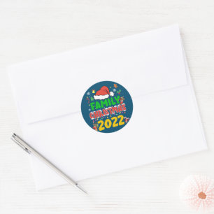 Sticker Rond Correspondance famille Noël 2022 Équipe Père Noël