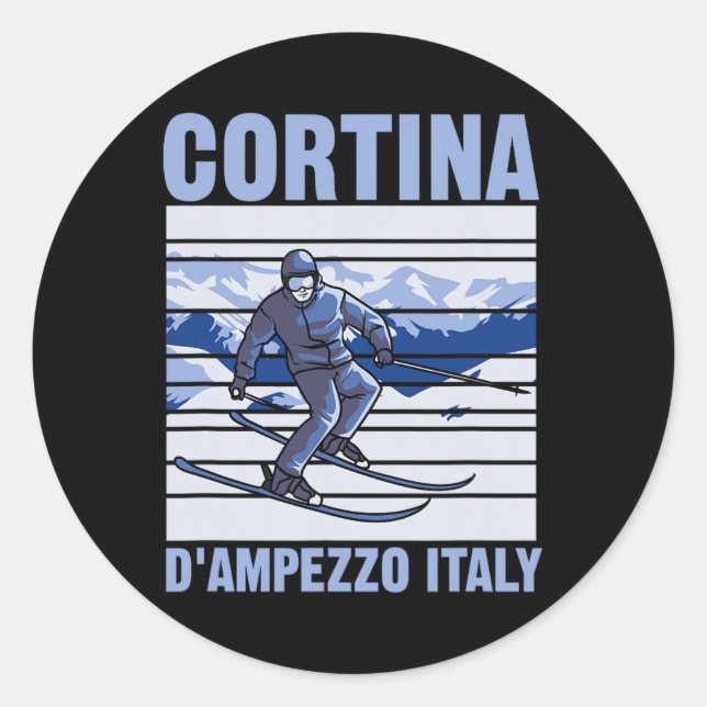 Sticker Rond Cortina D'ampezzo Italie Ski  (Devant)