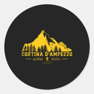 Sticker Rond Cortina D'ampezzo Italie Station de ski Alpine Ski