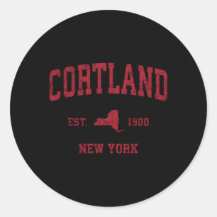 Sticker Rond Cortland New York Ny Sports Red Print