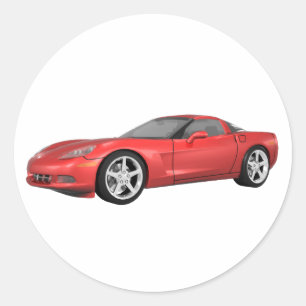 Sticker Rond Corvette 2008 : Voiture de sport : Finition rouge