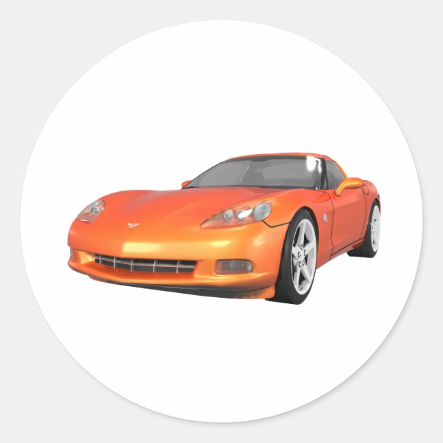Sticker Rond Corvette 2008 : Voiture de sport : Orange Finish : (Devant)