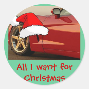 Sticker Rond Corvette rouge Noël