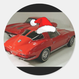 Sticker Rond Corvettes de Noël/Tout ce que je veux pour Noël