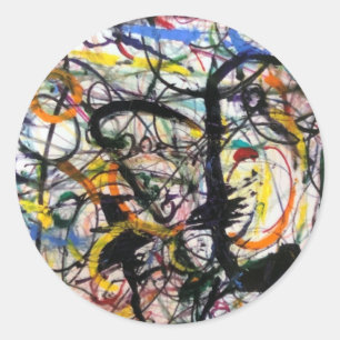 Sticker Rond Corvus (Corbeau) Abstrait Jeff Hankamer Artjunkhau