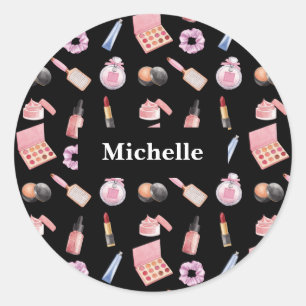 Sticker Rond Cosmetologie Motif de maquillage personnalisée