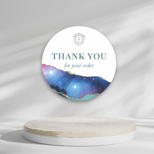 Sticker Rond Cosmic Crystal Geode Business Logo Merci