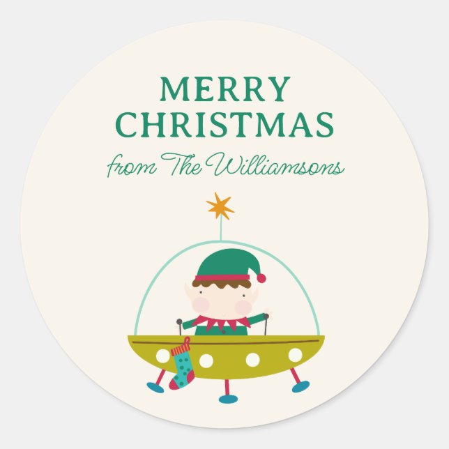 Sticker Rond Cosmic Elf Space Christmas Holiday Personalized  (Devant)