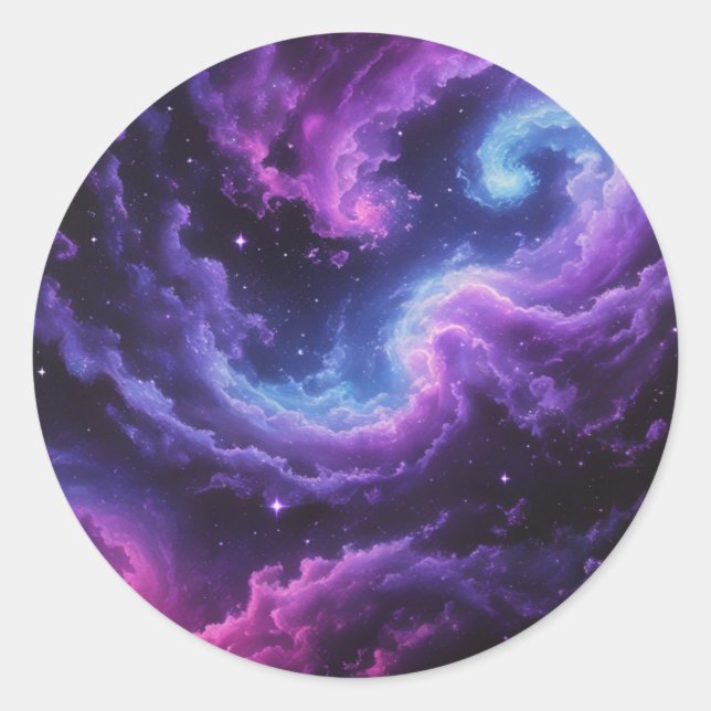 Sticker Rond Cosmic Galaxy Nebula Abstract Space Art Design (Devant)