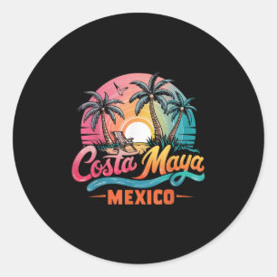 Sticker Rond Costa Maya Mexico Tropical Sunset Beach Souvenir V