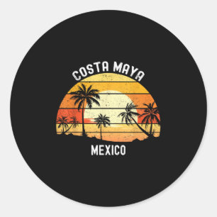 Sticker Rond Costa Maya Mexique Vacances Souvenir Sunset Beach