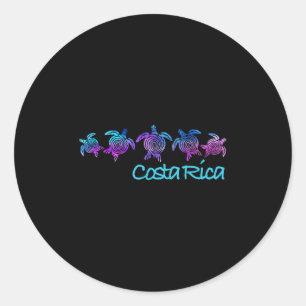 Sticker Rond Costa Rica Beach Design _ Tribal Turtle Cadeau