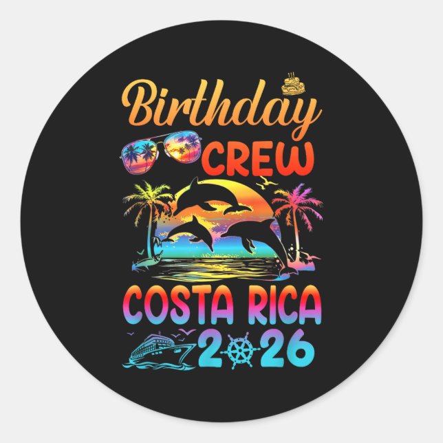 Sticker Rond Costa Rica Birthday Trip Vacation 2026 Matching Gr (Devant)