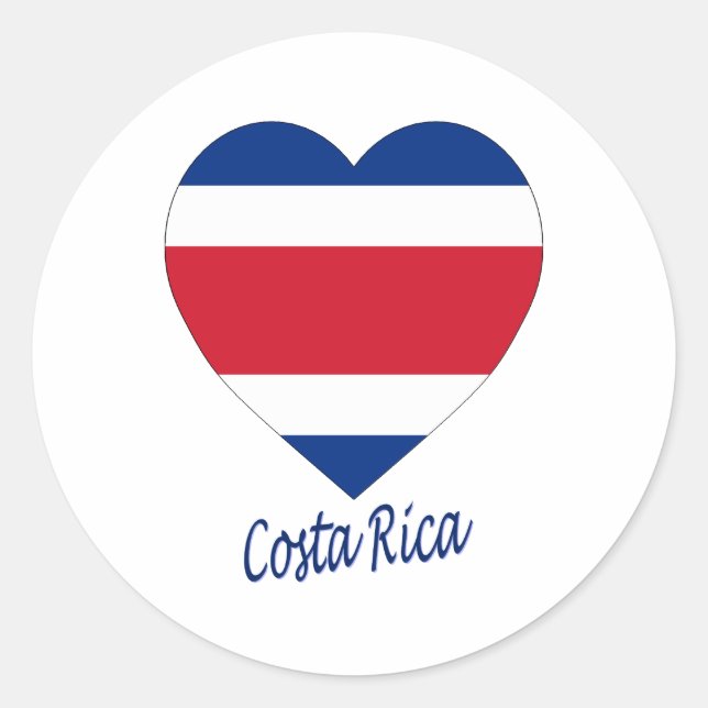 Sticker Rond Costa Rica (civil) Drapeau Coeur (Devant)