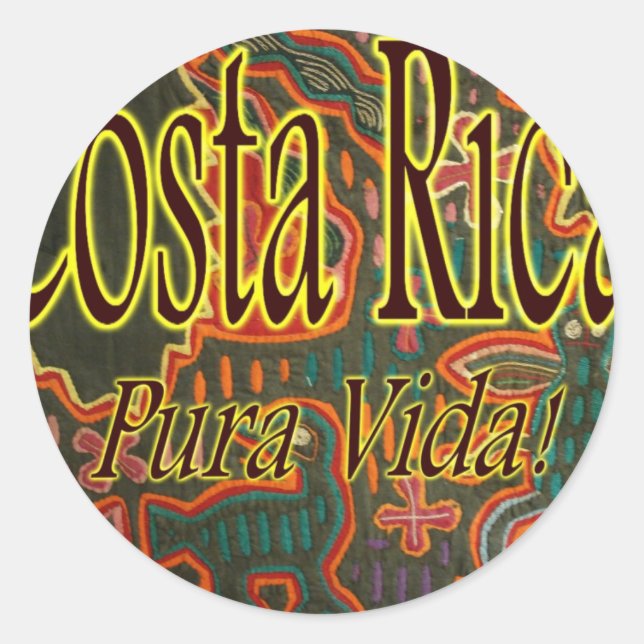 Sticker Rond Costa Rica Folk Art Pura Vida (Devant)