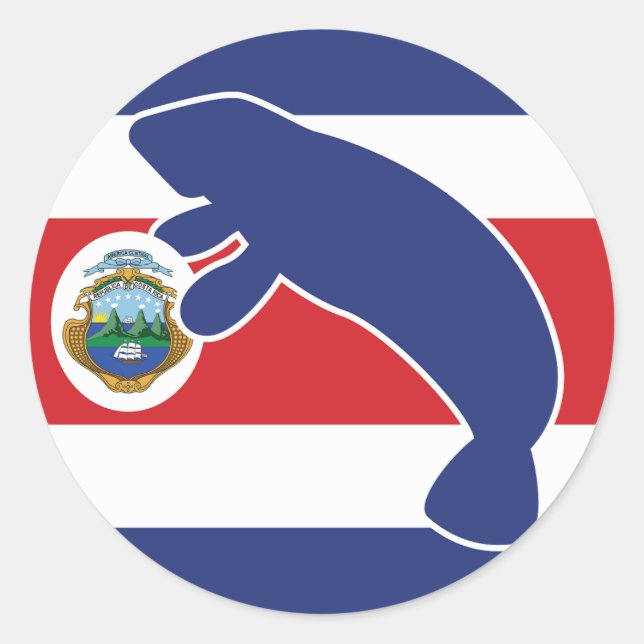 Sticker Rond Costa Rica Manatee Costa Rican National Animal (Devant)