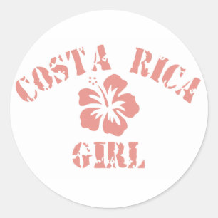 Sticker Rond Costa Rica Rose Girl