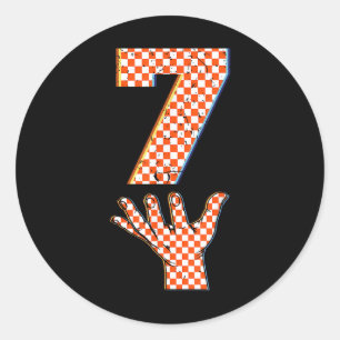 Sticker Rond Costume à carreaux Halloween Number 7 correspondan