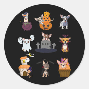 Sticker Rond Costume Chihuahua Halloween T-Shirt Cute Halloween