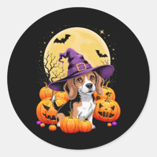 Sticker Rond Costume Citrouille Beagle Halloween Pour Hommes Fe
