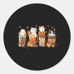 Sticker Rond Costume citrouille En Latte Épice Pour Chats Lover