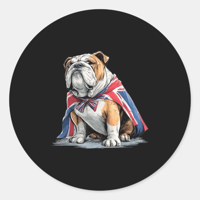 Sticker Rond Costume cool Bulldog En Couleurs Britanniques (Devant)