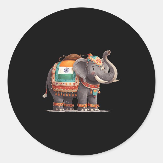 Sticker Rond Costume cool Indien Animaux Pour Amateurs D'Élépha (Devant)