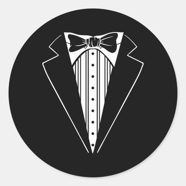 Sticker Rond Costume Cravate de cache Tuxedo Vest Veste (Devant)