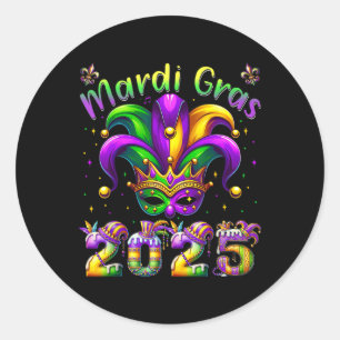 Sticker Rond Costume de bouffon Mardi Gras 2025 Enfants Filles 