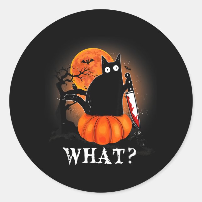 Sticker Rond Costume de chat noir effrayant Halloween pour chat (Devant)