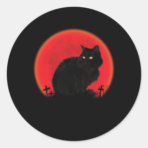 Sticker Rond Costume de chat sorcière Halloween Chat noir de lu