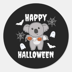 Sticker Rond Costume de chaume Citrouille d'Halloween Koala Hap