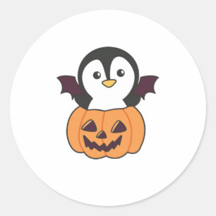 Sticker Rond Costume de chauve-souris Citrouille d'Halloween Pe