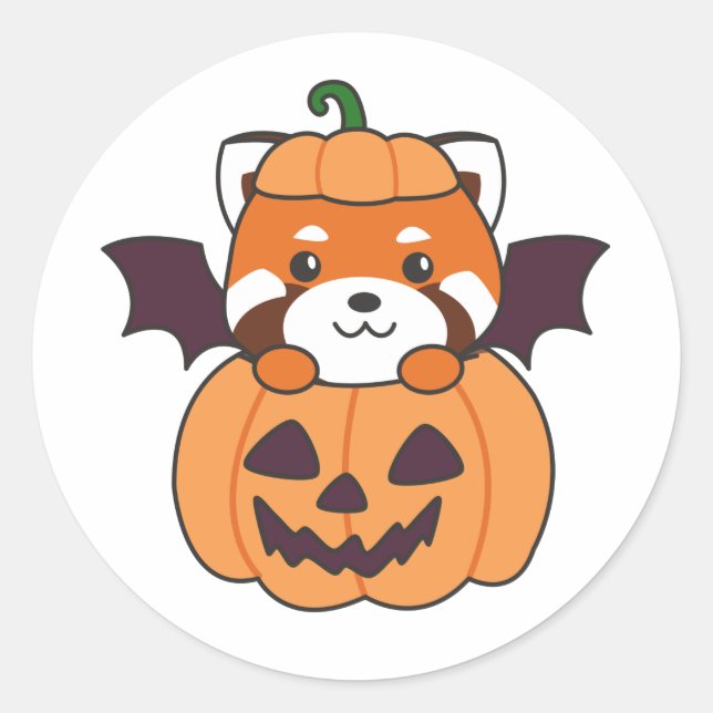 Sticker Rond Costume de chauve-souris Citrouille Red Panda Hall (Devant)