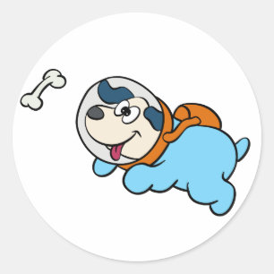 Sticker Rond Costume de chien et d'espace   choisir la couleur 