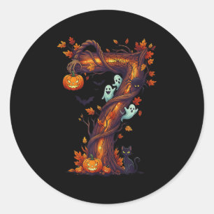 Sticker Rond Costume de citrouille d'Halloween Mème Numéro 7 67