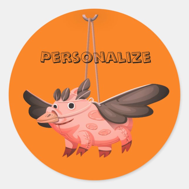 Sticker Rond Costume de cochon volant de corneille automne mign (Devant)